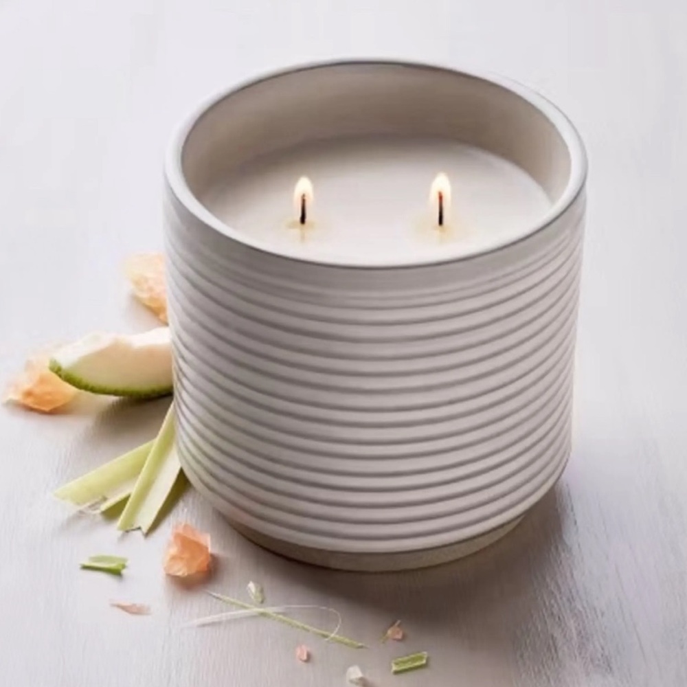 Hearth and Hand™️ with Magnolia 2 Wick Candle Ribbed Ceramic Ivy Jar Candle
